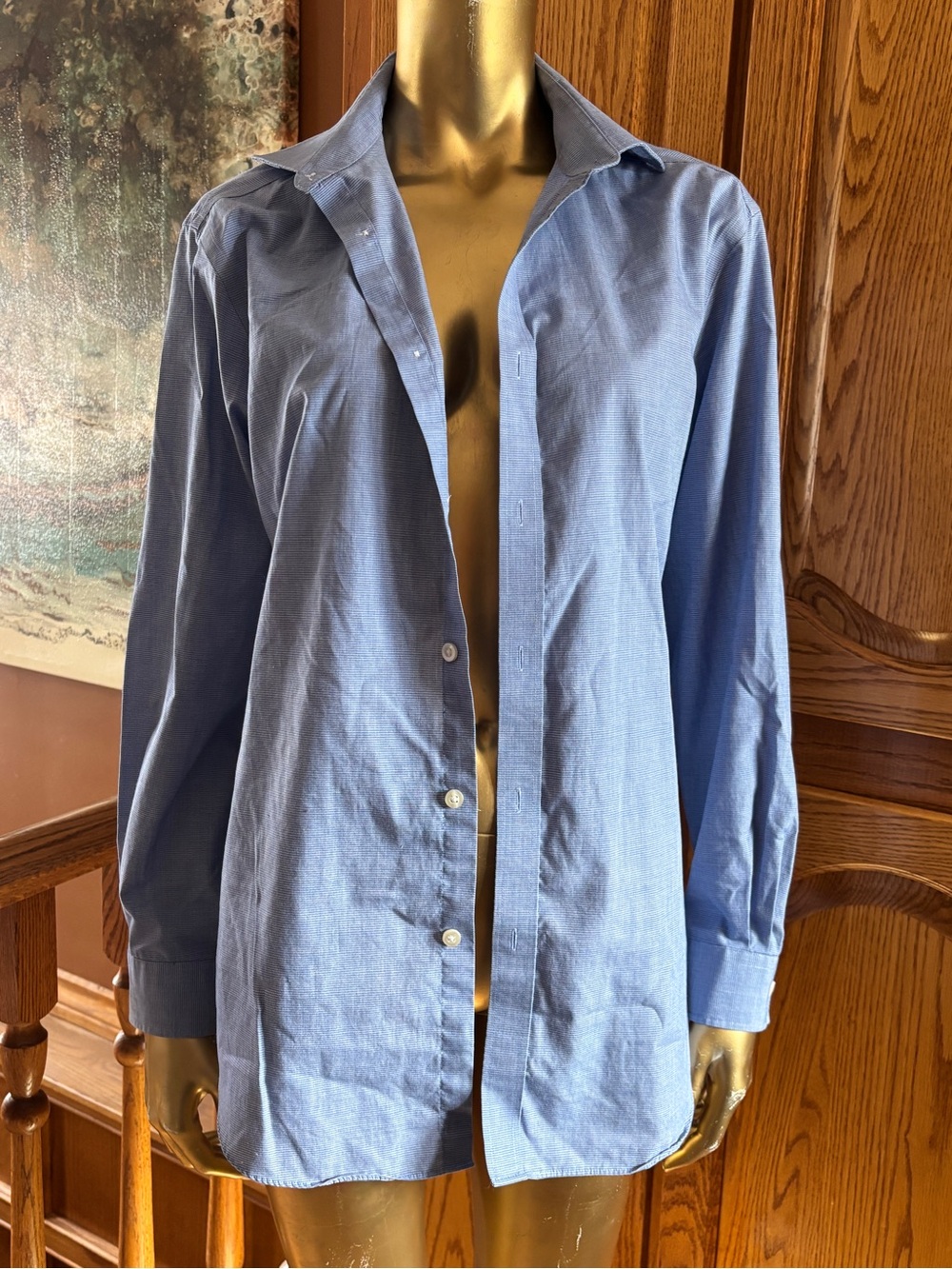 Michael Kors Blue Pinstripe Shirt with Yellow Label